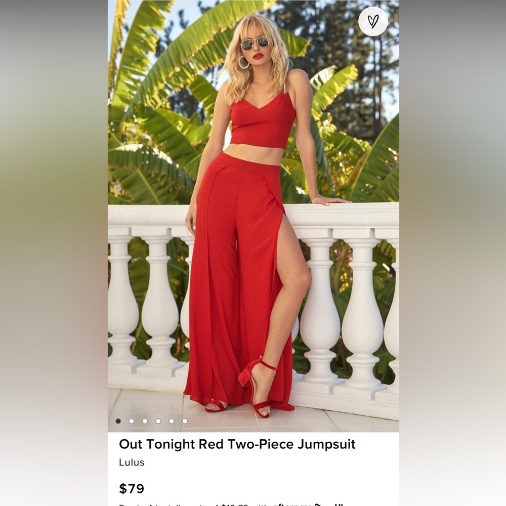 Lulu’s Out Tonight Red Two Piece Jumpsuit